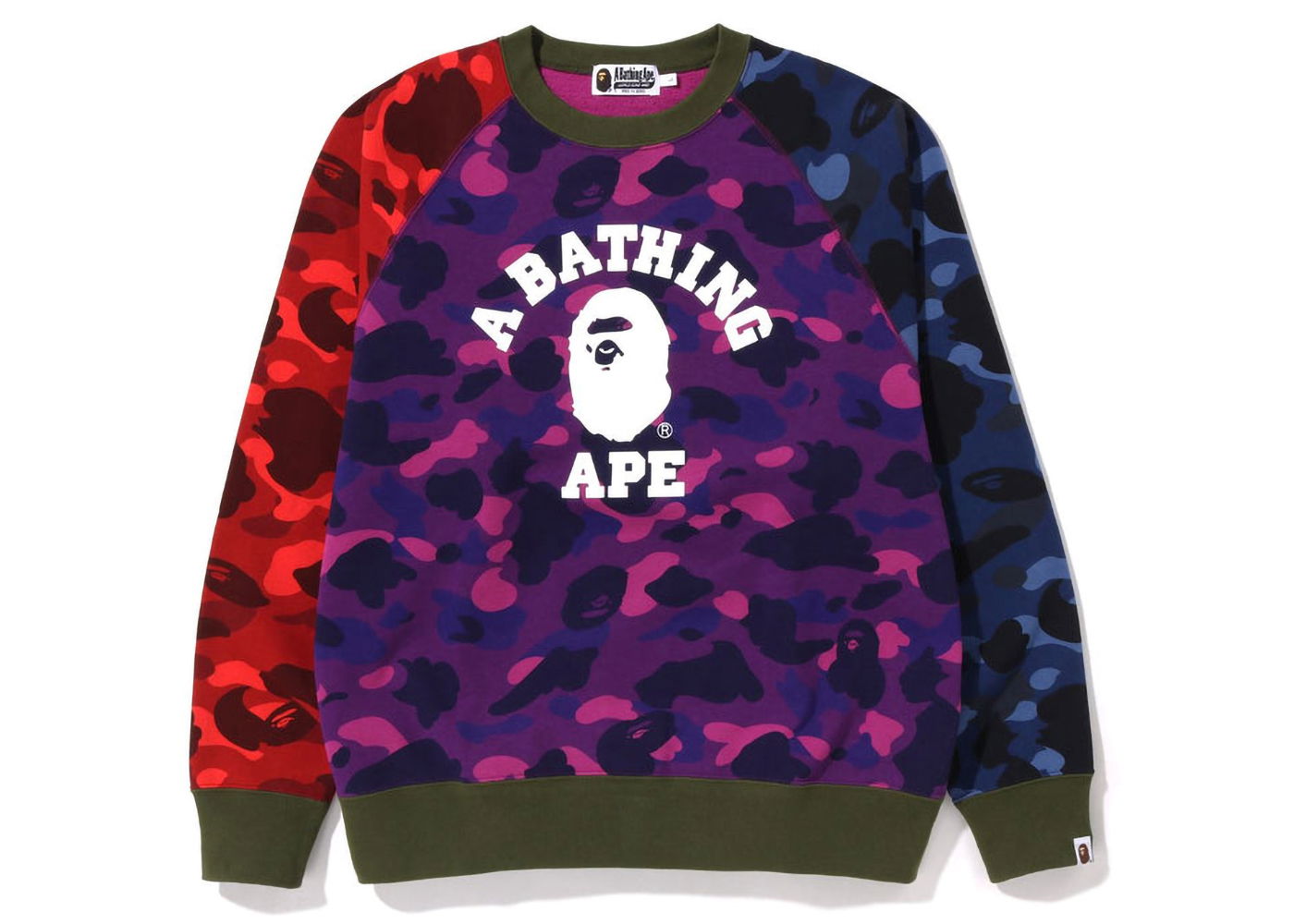 Sweater BAPE Crazy Camo Relaxed Fit College Crewneck Lilla | 1I80-113-009, 0