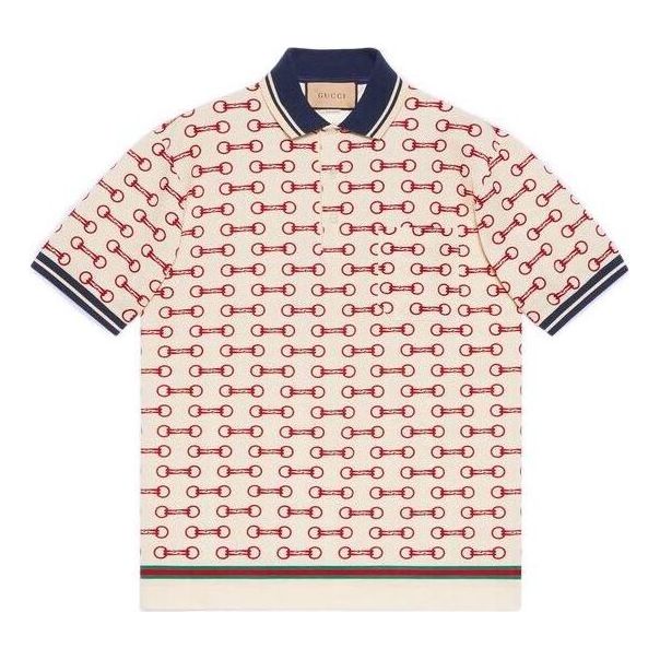 Polo skjorte Gucci Horsebit Print Polo Hvid | 717391-XJEWA-9376, 0