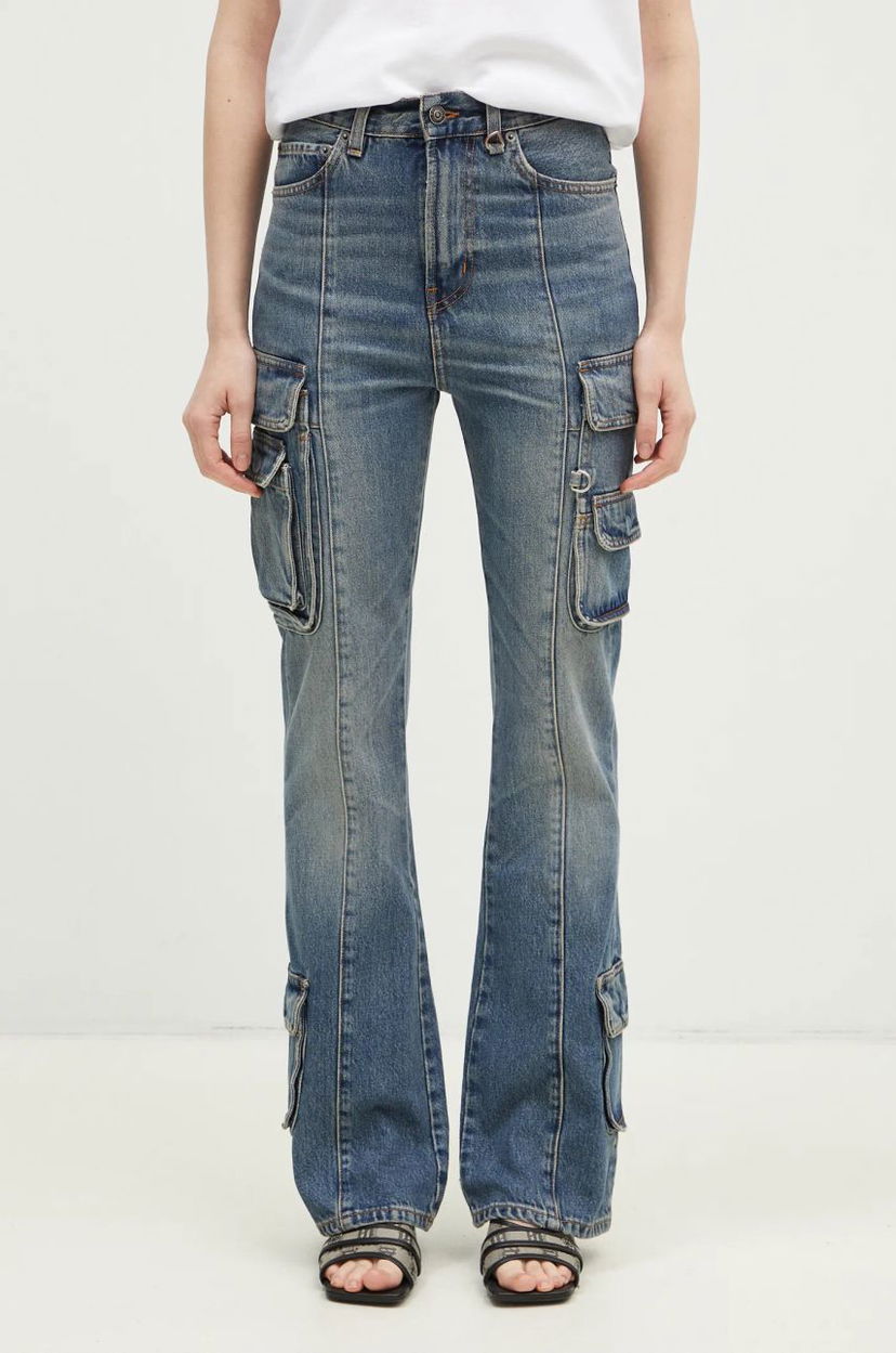 Jeans Fiorucci Multipocket Flared High Waist Jeans Blå | U01FMDJE083DN01DN02