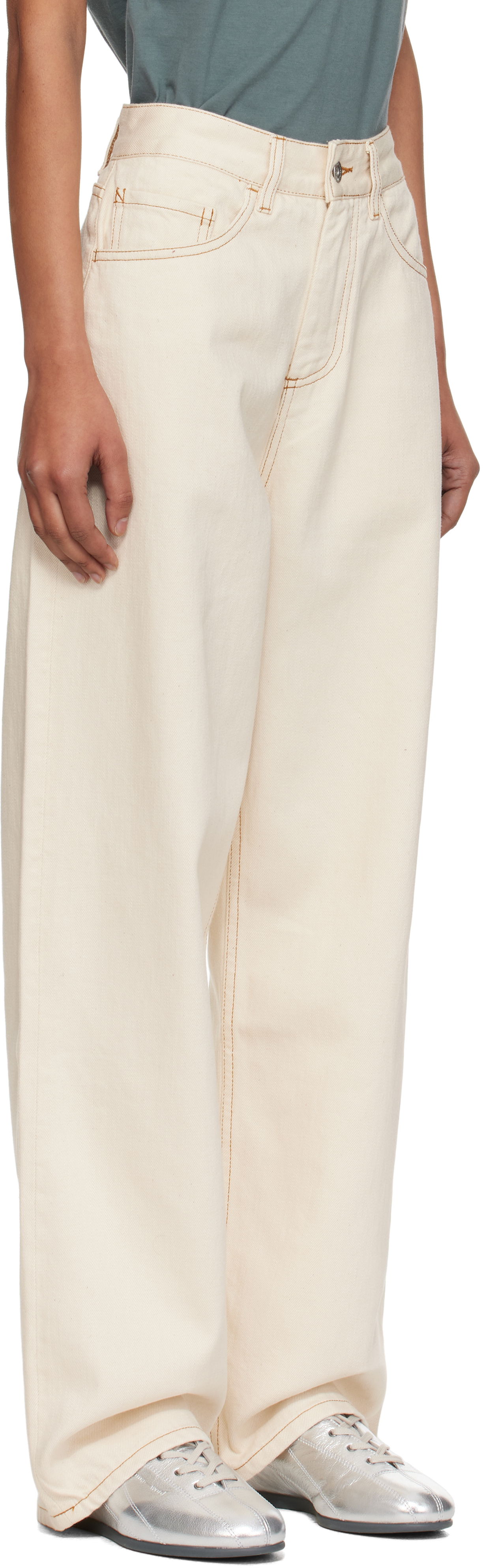Jeans YMC YMC Earth Silver Jeans Hvid | Q4AZI, 1