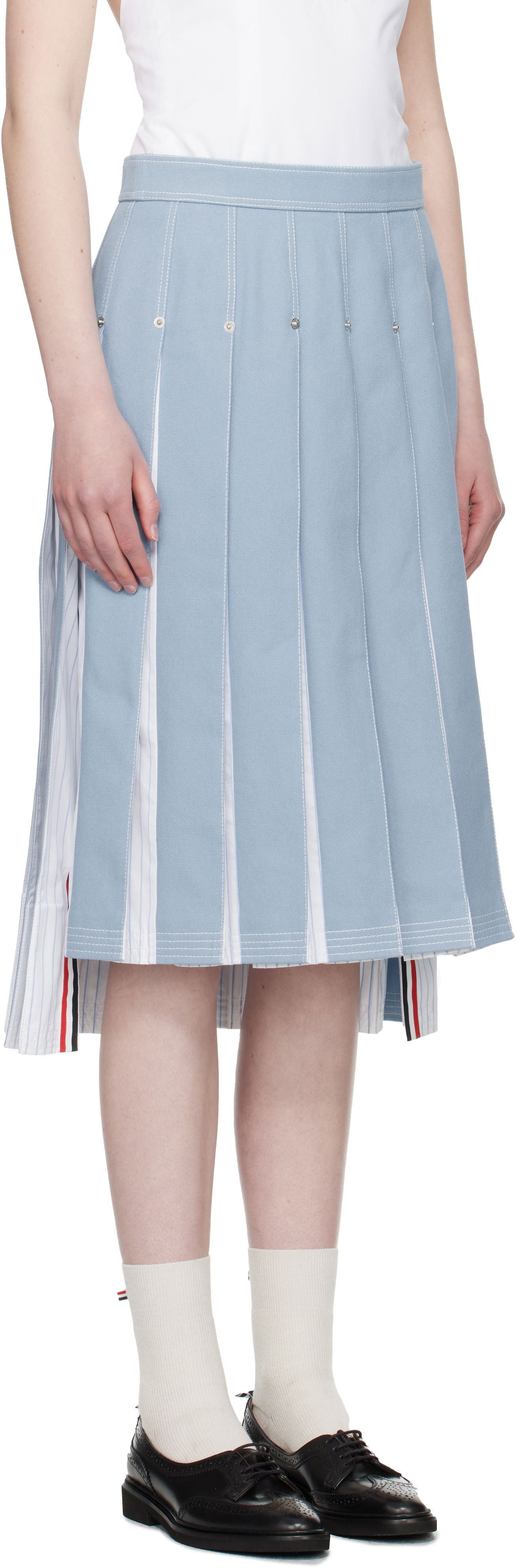 Nederdel Thom Browne Thom Browne Pleated Denim Midi Skirt Blå | FGC441U-F0950, 1