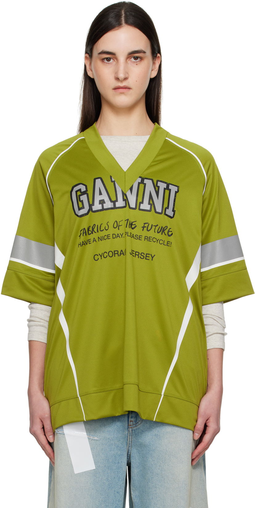Jersey GANNI GANNI Future Mesh Oversized T-Shirt Grøn | T4299