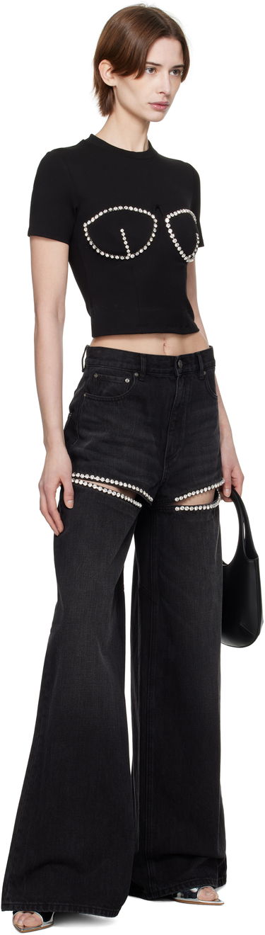 Jeans Area AREA Wide Leg Crystal Slit Jeans Sort | 0000P02333, 3