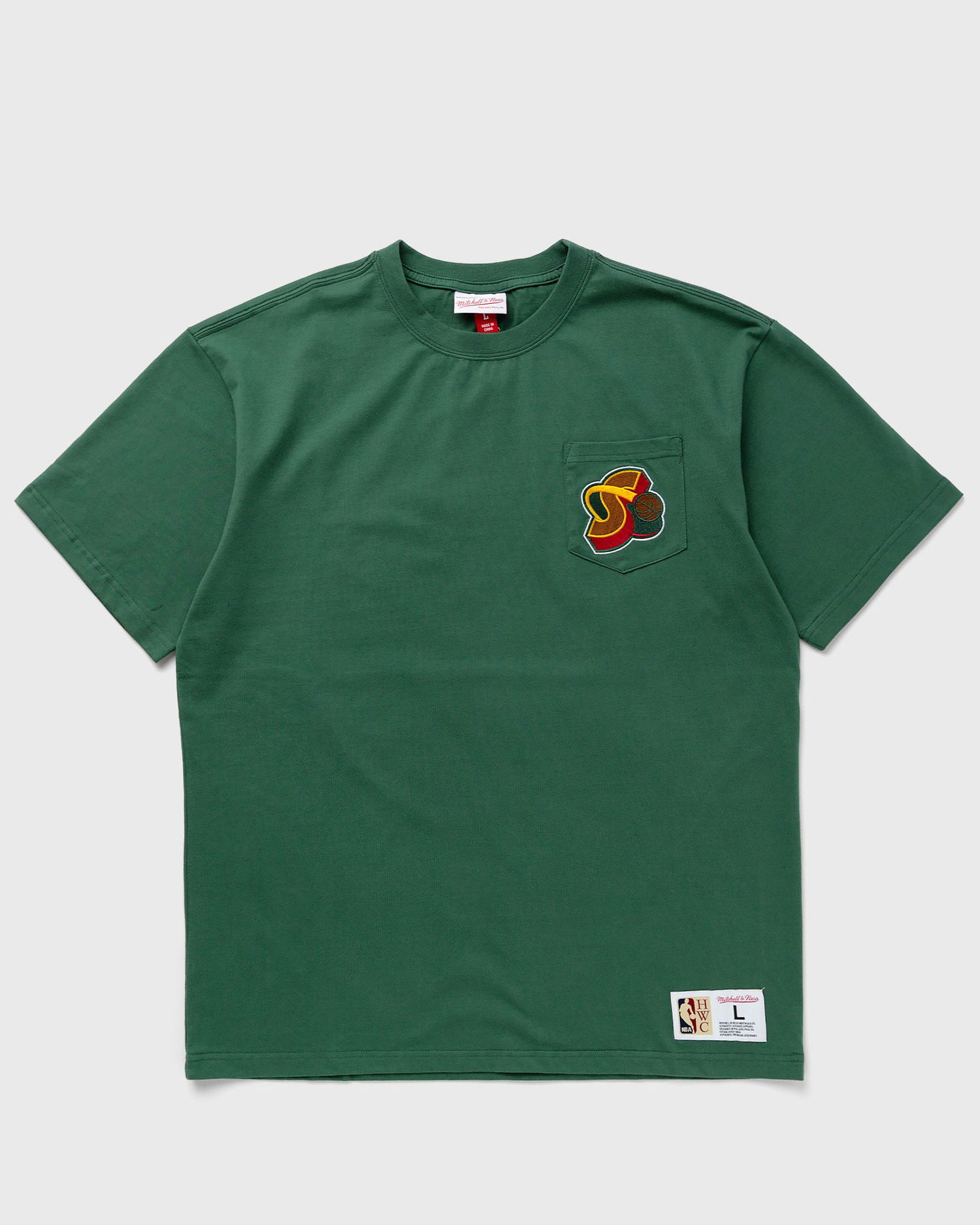 T-shirt Mitchell & Ness NBA PREMIUM POCKET TEE SEATTLE SUPERSONICS Grøn | TCRW6277-SSUYYPPPDKGN, 0