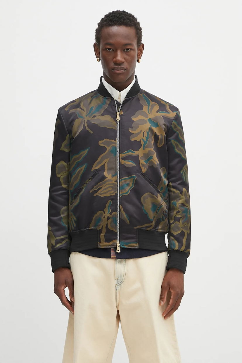 Bomberjakke Paul Smith Paul Smith Floral Print Bomber Jacket Sort | M1R.275U.T02704