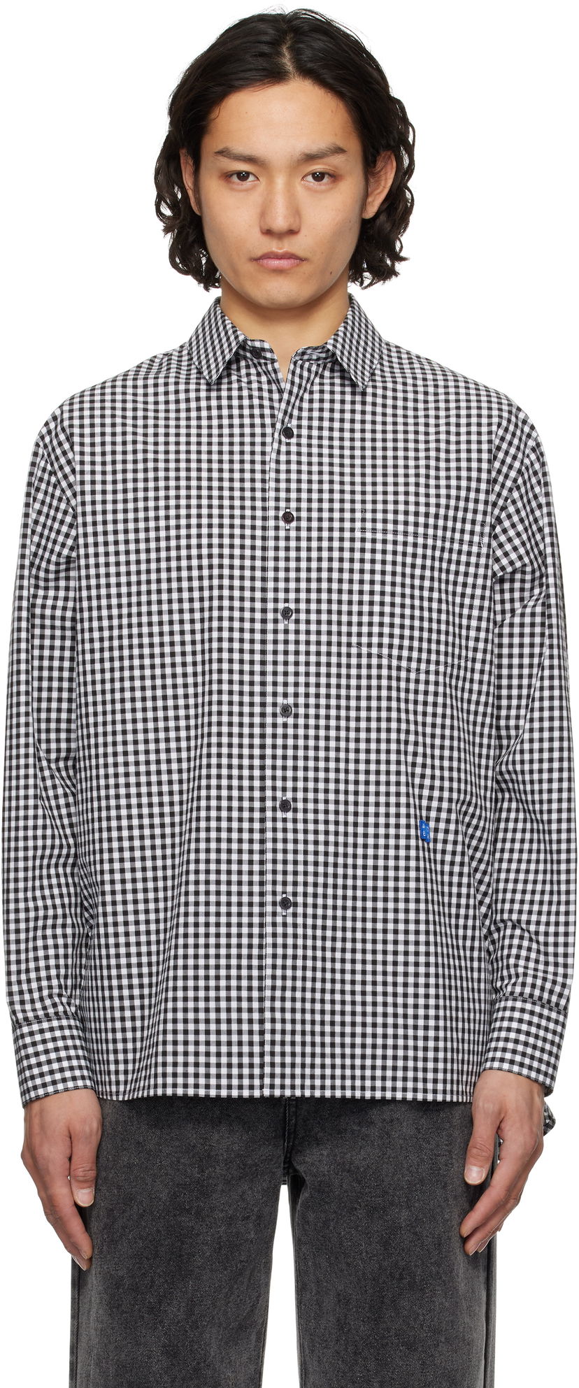 Skjorte ADER ERROR ADER error Sig; TRS Tag 03 Gingham Shirt Sort | BO42FYSH0102BK