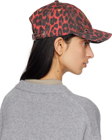 Kasket GANNI GANNI Leopard Print Baseball Cap Rød | A6640, 2