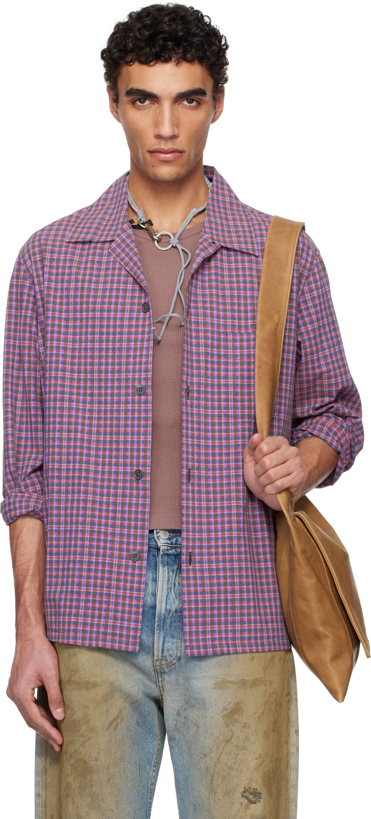 Skjorte OUR LEGACY Our Legacy Heusen Plaid Shirt Lilla | M2252HV, 0