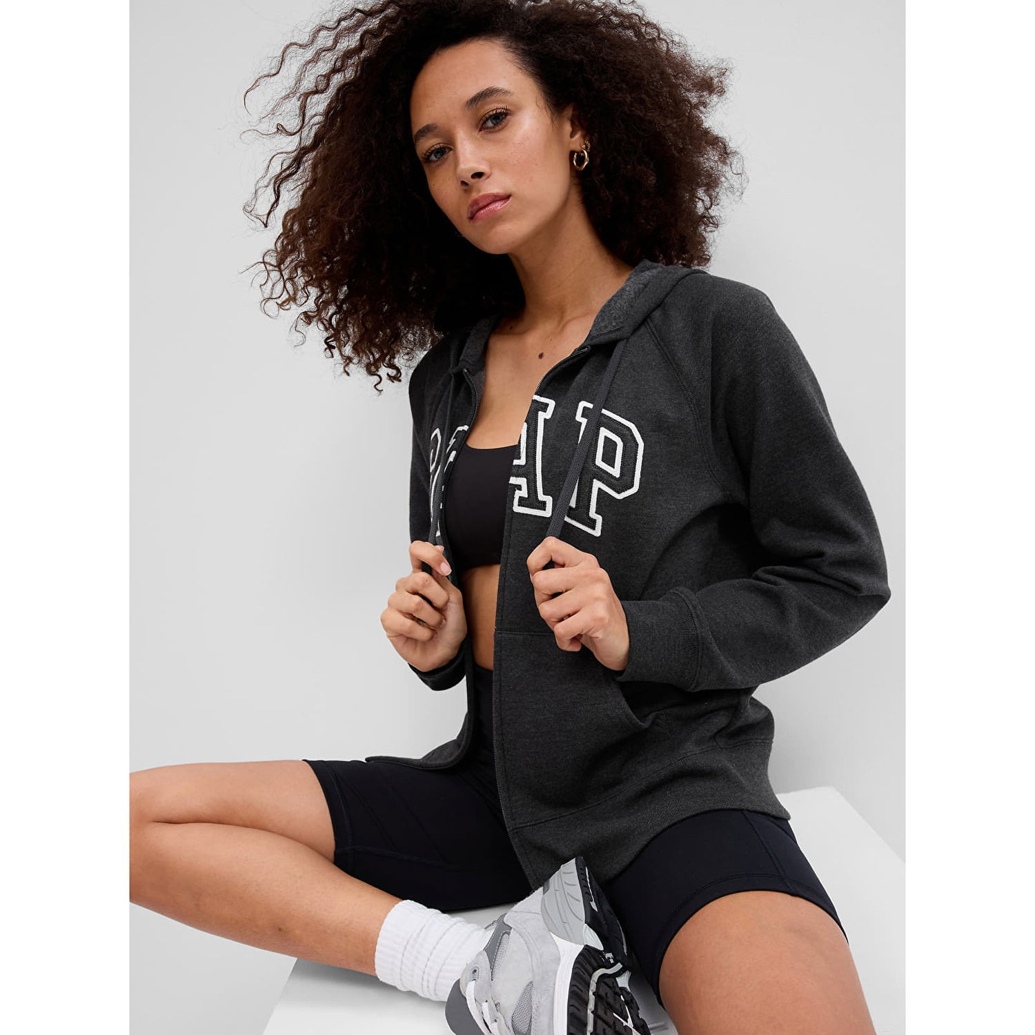 Sweatshirt GAP Fullzip Logo Hoodie Charcoal Heather Sort | 463503-21, 0