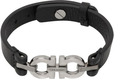 Armbånd FERRAGAMO Salvatore Ferragamo Double Gancini Leather Bracelet Sort | 785723, 0