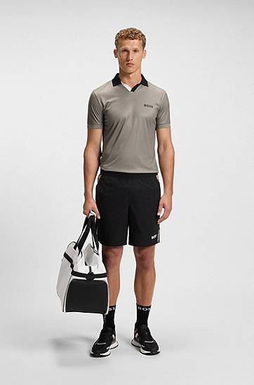 Polo skjorte BOSS Active slim-fit ripstop polo shirt with colour-blocking Grå | 50543348, 1