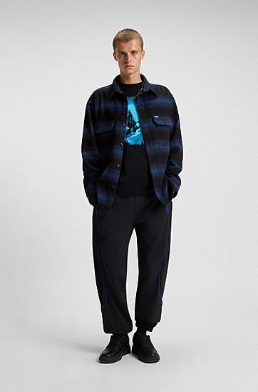 Skjorte BOSS Oversized-fit shirt with shadow stripe Flerfarvet | 50549801, 1