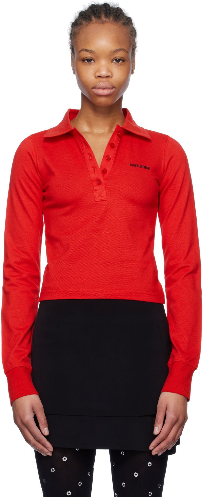 Polo skjorte We11done We11done Cotton Logo Polo Rød | WD-TT0-25-725-W-RD
