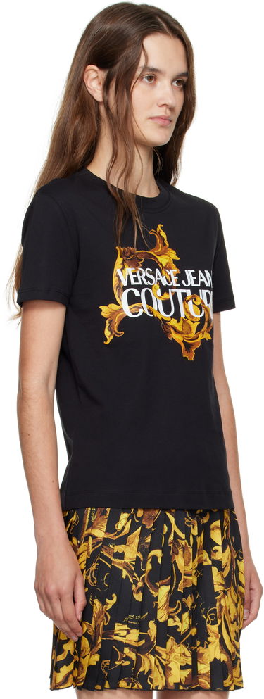 T-shirt Versace Versace Jeans Couture Cotton Jersey T-shirt with Baroque Print Sort | E79HAHE06_ECJ00E, 1