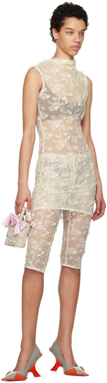 Kjole Ottolinger Ottolinger Floral Tulle Mini Dress Beige | 1901301, 3
