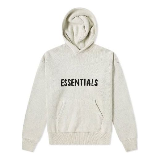Sweater Fear of God Essentials Knit Logo Hoodie Beige | FOG-FW21-101