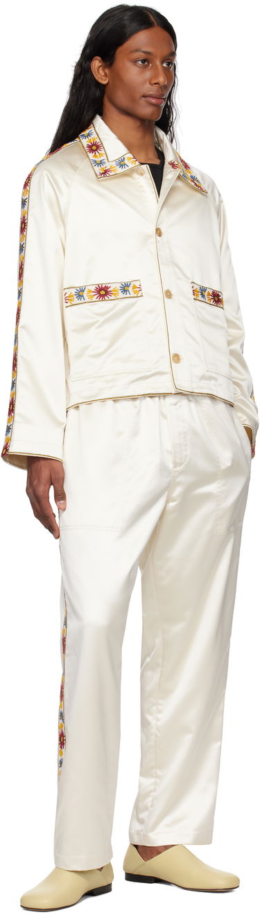 Bomberjakke Bode Bode Embroidered Satin Jacket Hvid | MRS25OW014, 3