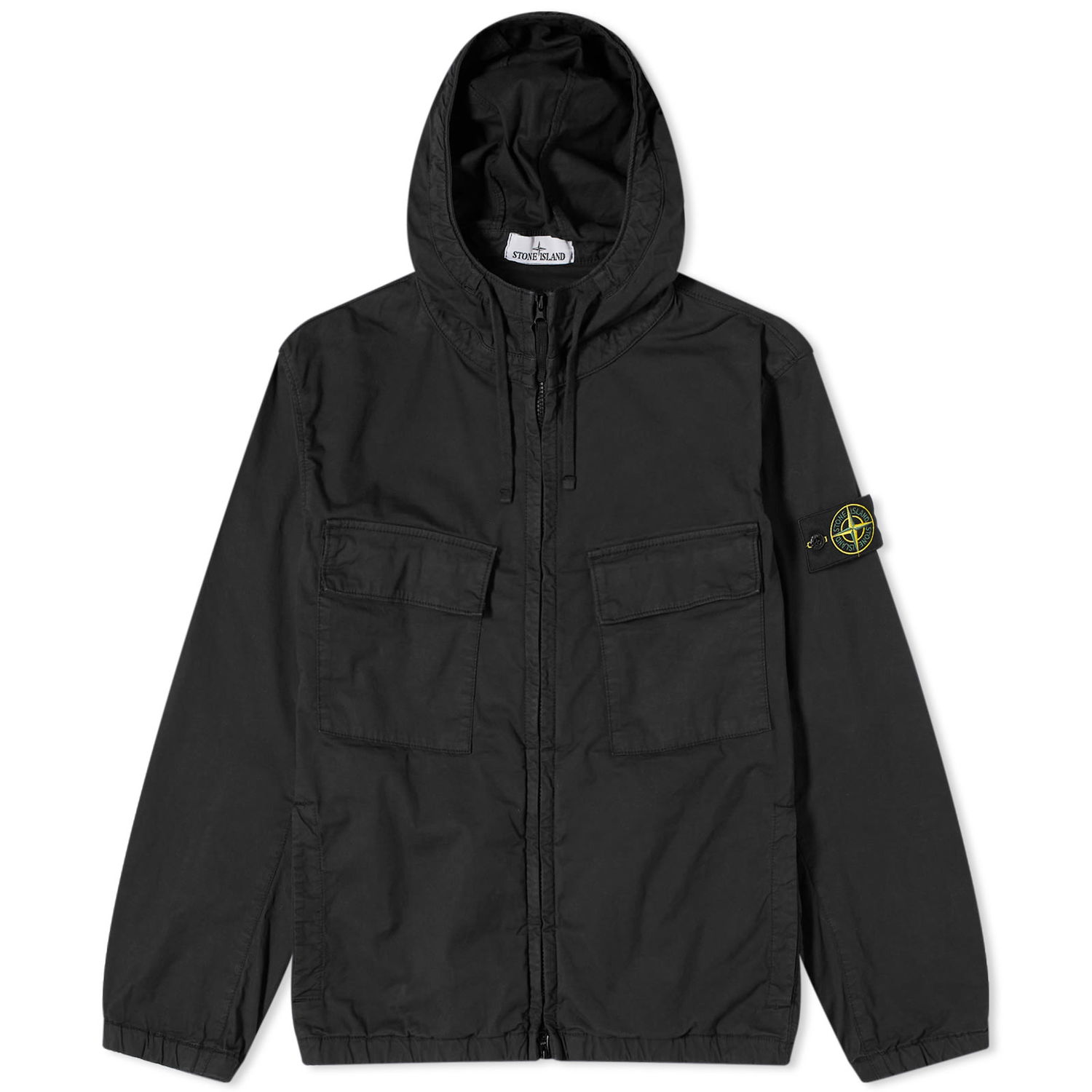Jakke Stone Island Supima Cotton Twill Stretch-TC Hooded Jacket Sort | 801542610-V0029, 0