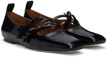 Kjole SHUSHU/TONG SHUSHU/TONG Double Bow Mary Jane Ballerina Flats Sort | MWDDAC04 LEA001, 3