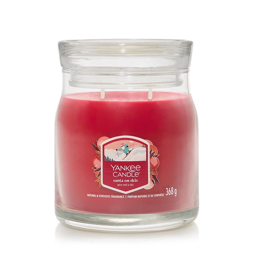 Stearinlys Yankee Candle Signature Medium Jar 2 Wicks Santa On Skis Rød | 43501