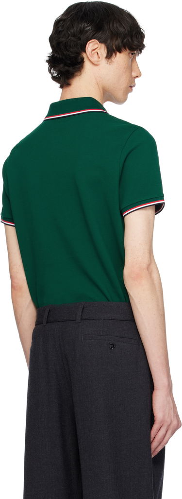 Polo skjorte Moncler Moncler Cotton Piquet Polo Shirt with Tricolor Trim Grøn | K10918A7030084556, 2