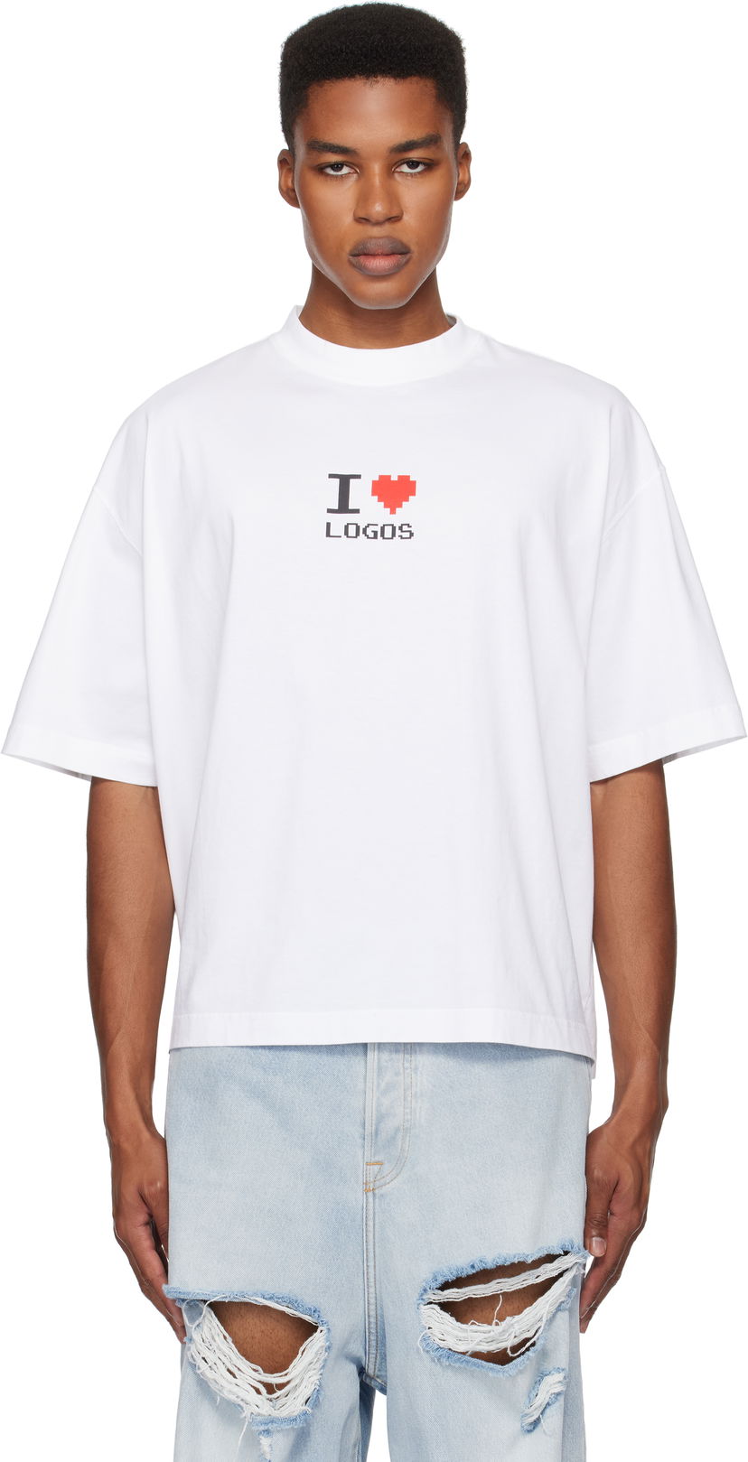 T-shirt VETEMENTS 'I Love Logos' Cropped Boxy T-Shirt Hvid | UA66TR695W