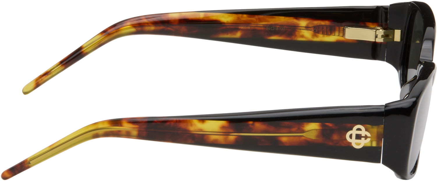 Solbriller Casablanca Slim Square-Frame Tortoiseshell Temples Sort | EW-078-01, 1