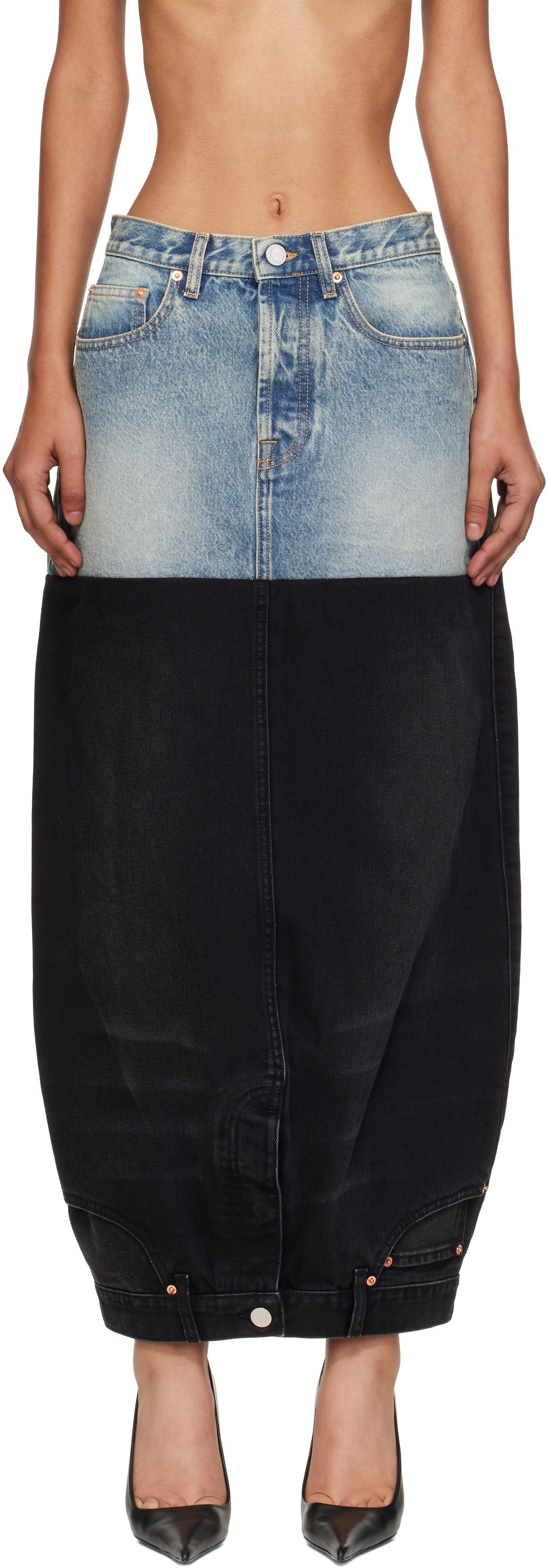 Nederdel VETEMENTS Vetements Double Denim Maxi Skirt Blå | WH76DK880YBB2, 0