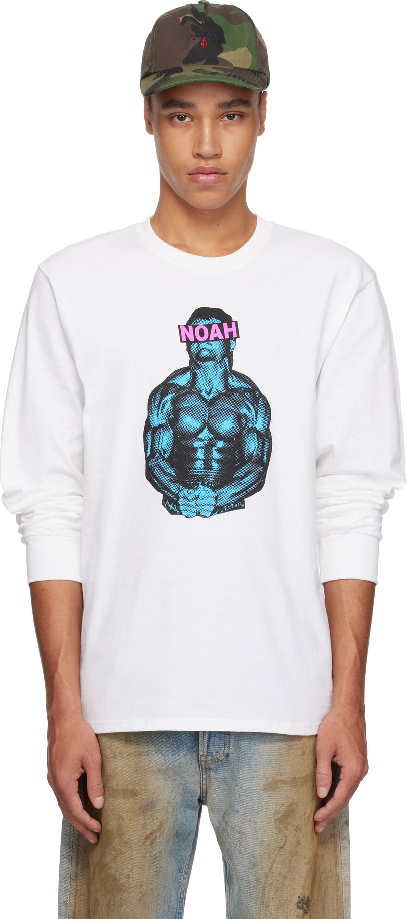 T-shirt Noah Noah 'The Pain Cave' Graphic Long Sleeve T-Shirt Hvid | T256SS25WHT