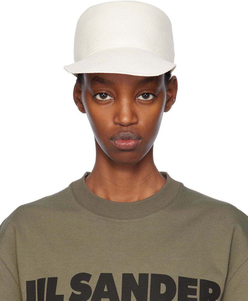 Kasket Jil Sander Paper Herringbone Twill Cap Hvid | J40TC0118_J11241