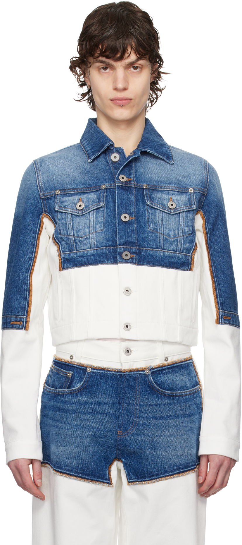 Jakke Jean Paul Gaultier Jean Paul Gaultier 'The Petit Grand' Cropped Denim Jacket Blå | 25/33-F-VE090-D018-0357