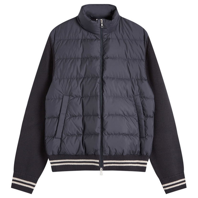 Jakke Moncler Down Cotton Knit Cardigan Jacket Mørkeblå | 9B000-M1509-01-779