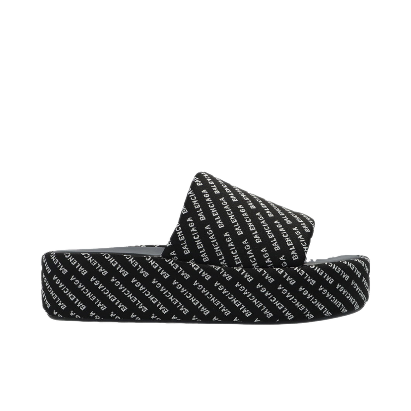 Sneakers og sko Balenciaga Rise Platform Slide "Black White" W Sort | 656988 W2EK0 1090