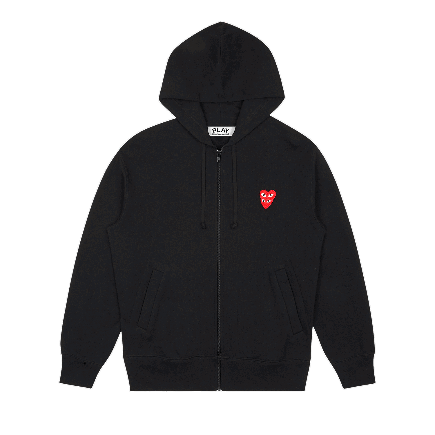 Sweatshirt Comme des Garçons PLAY Stacked Heart Zip-Up Hoodie Sort | AZ T294 051 1, 0