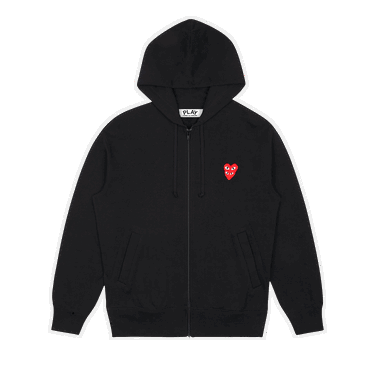 Sweatshirt Comme des Garçons PLAY Stacked Heart Zip-Up Hoodie Sort | AZ T294 051 1, 0