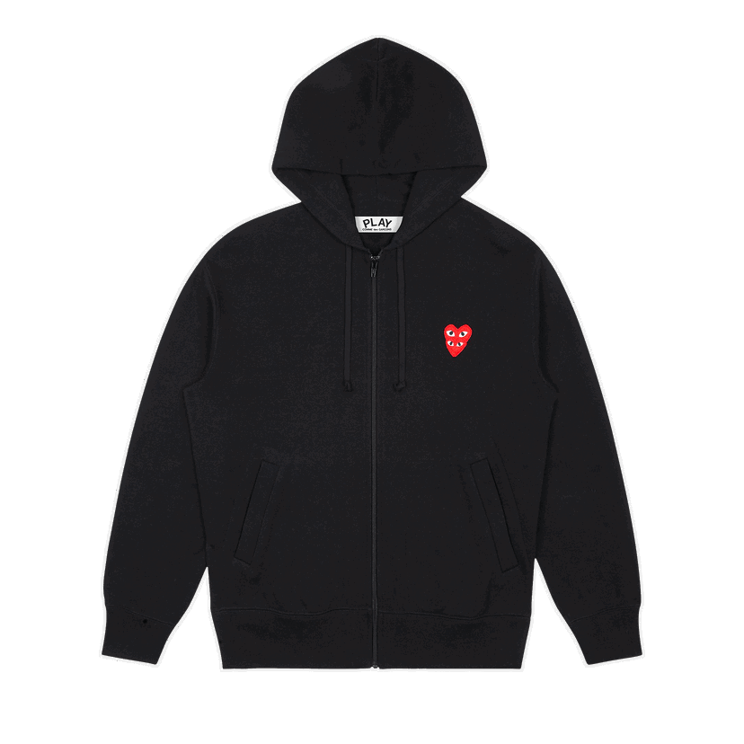 Sweatshirt Comme des Garçons PLAY Stacked Heart Zip-Up Hoodie Sort | AZ T294 051 1
