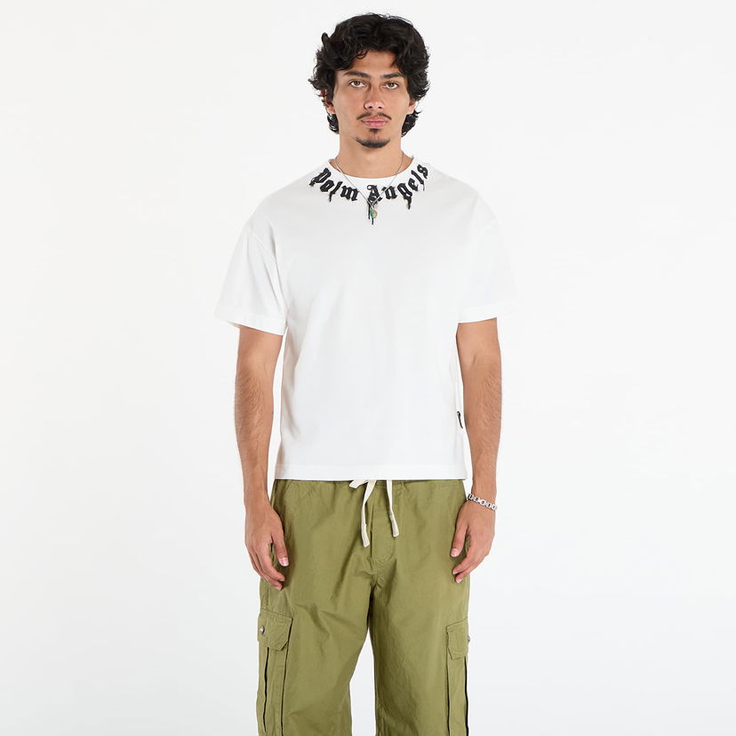 T-shirt Palm Angels Palm Angels Neck Logo Regular T-Shirt Hvid | PMAA109F25JER0090310