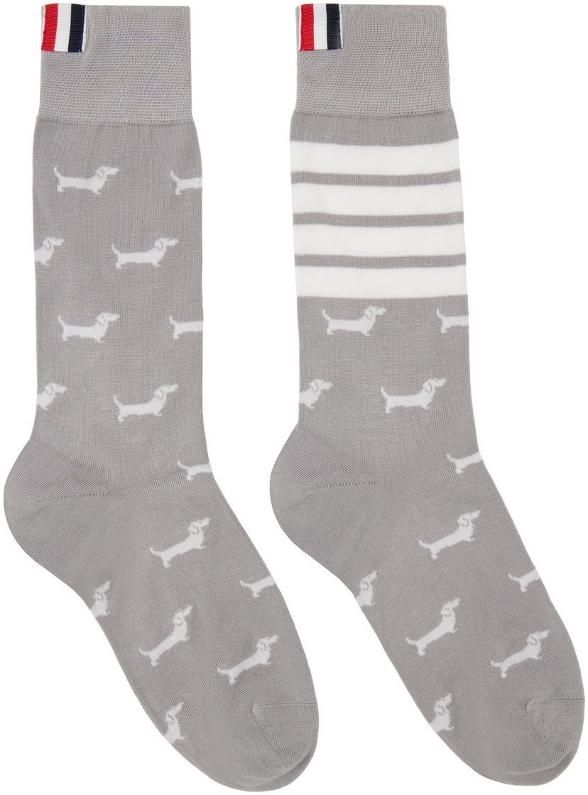 Sokker Thom Browne Thom Browne Hector Mid Calf Socks with Dachshund Print Grå | FAS226A-Y3012