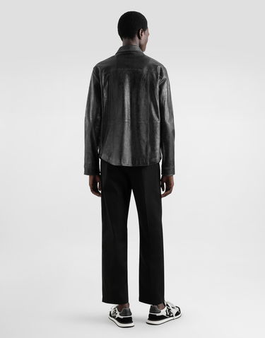Skjorte Dolce & Gabbana Dolce & Gabbana Leather Shirt With Logo Sort | G5LD2LGJ029N0000, 2