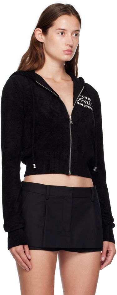 Sweatshirt AMIRI AMIRI 'Club AMIRI' Cropped Zip-Up Hoodie Sort | AWKNHD1010, 1