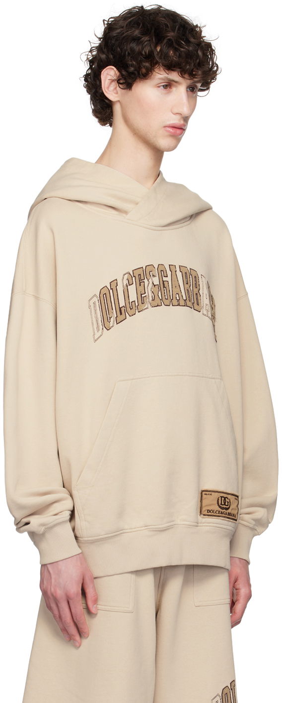 Sweatshirt Dolce & Gabbana Embroidered Logo Hoodie Beige | G9AKPZG7NQI, 1