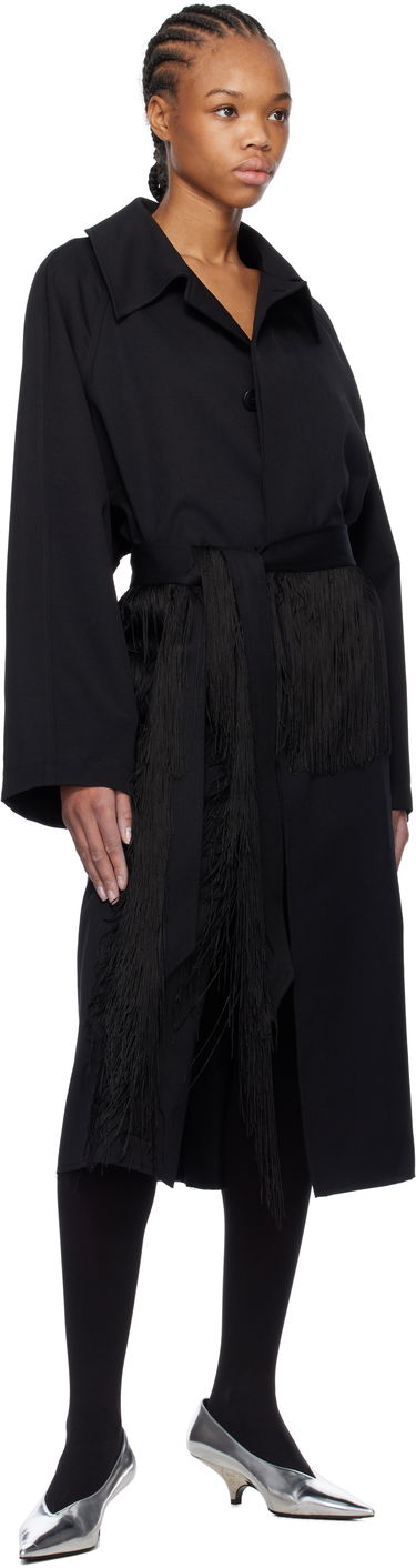 Frakker Maison Margiela MM6 Maison Margiela Wool Gabardine Trench Coat with Fringed Belt Sort | S52AH0079 S78542, 3
