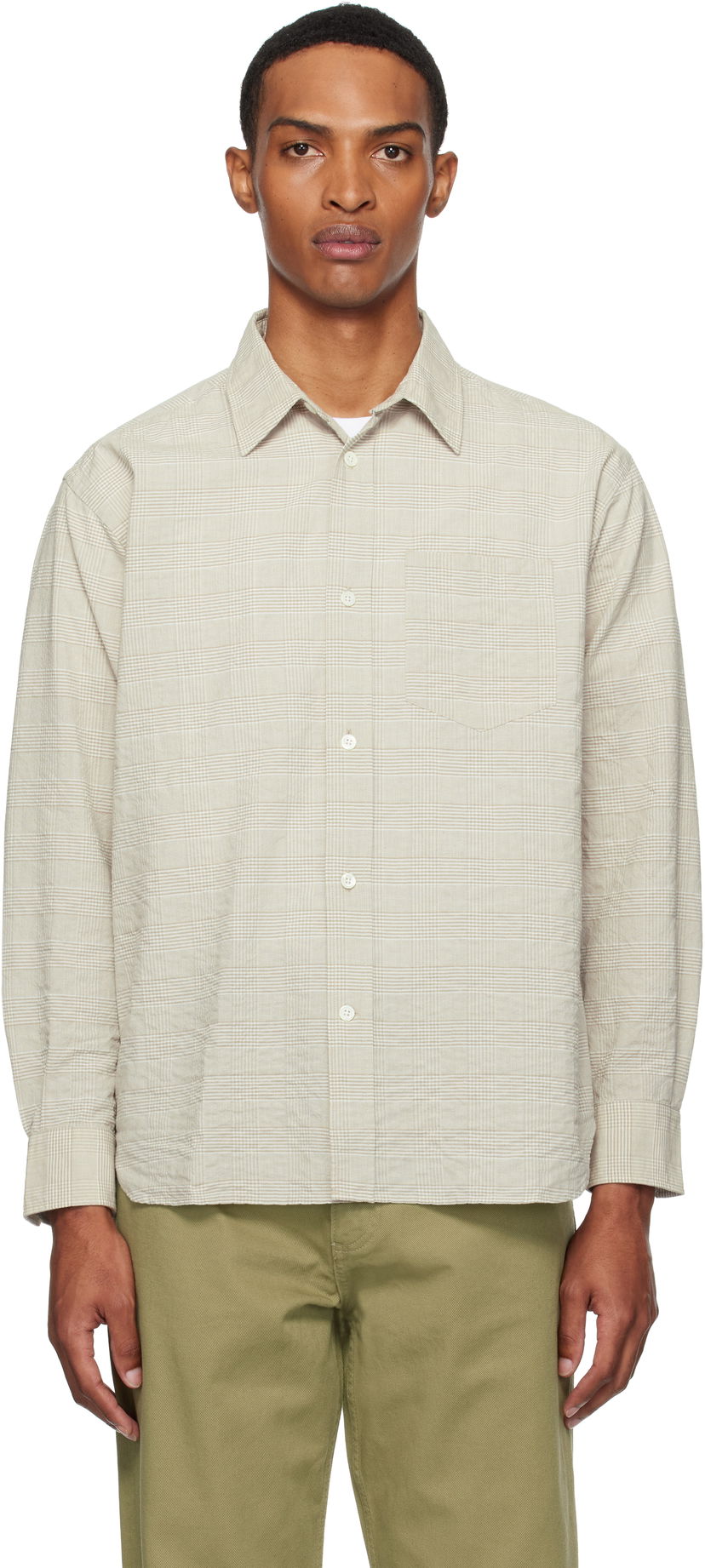 Skjorte NORSE PROJECTS Norse Projects Mo Oversized Check Shirt Beige | N40-0820