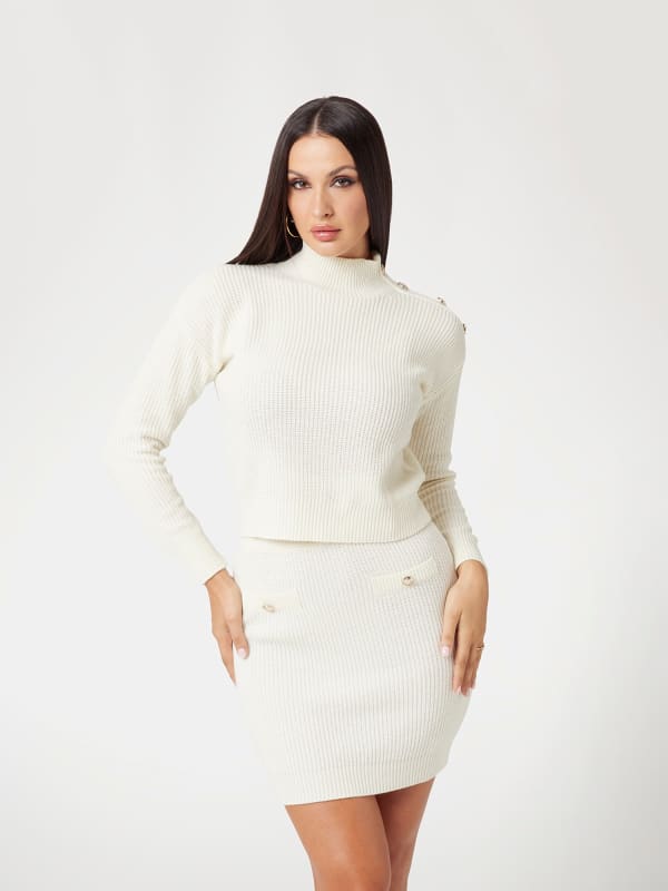 Nederdel GUESS Wool Blend Turtleneck Sweater Hvid | W4BR39Z2WX0, 0