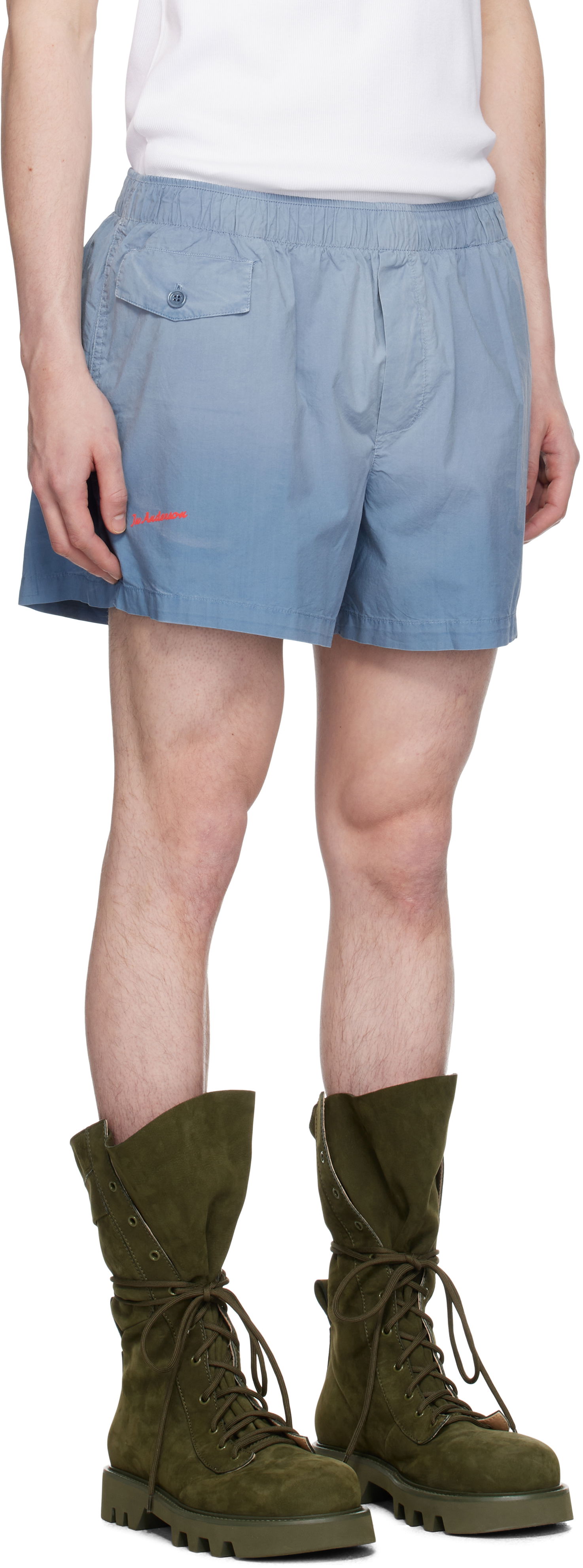 Shorts JW Anderson JW Anderson Logo Print Shorts Blå | SR0121-PG1764, 1