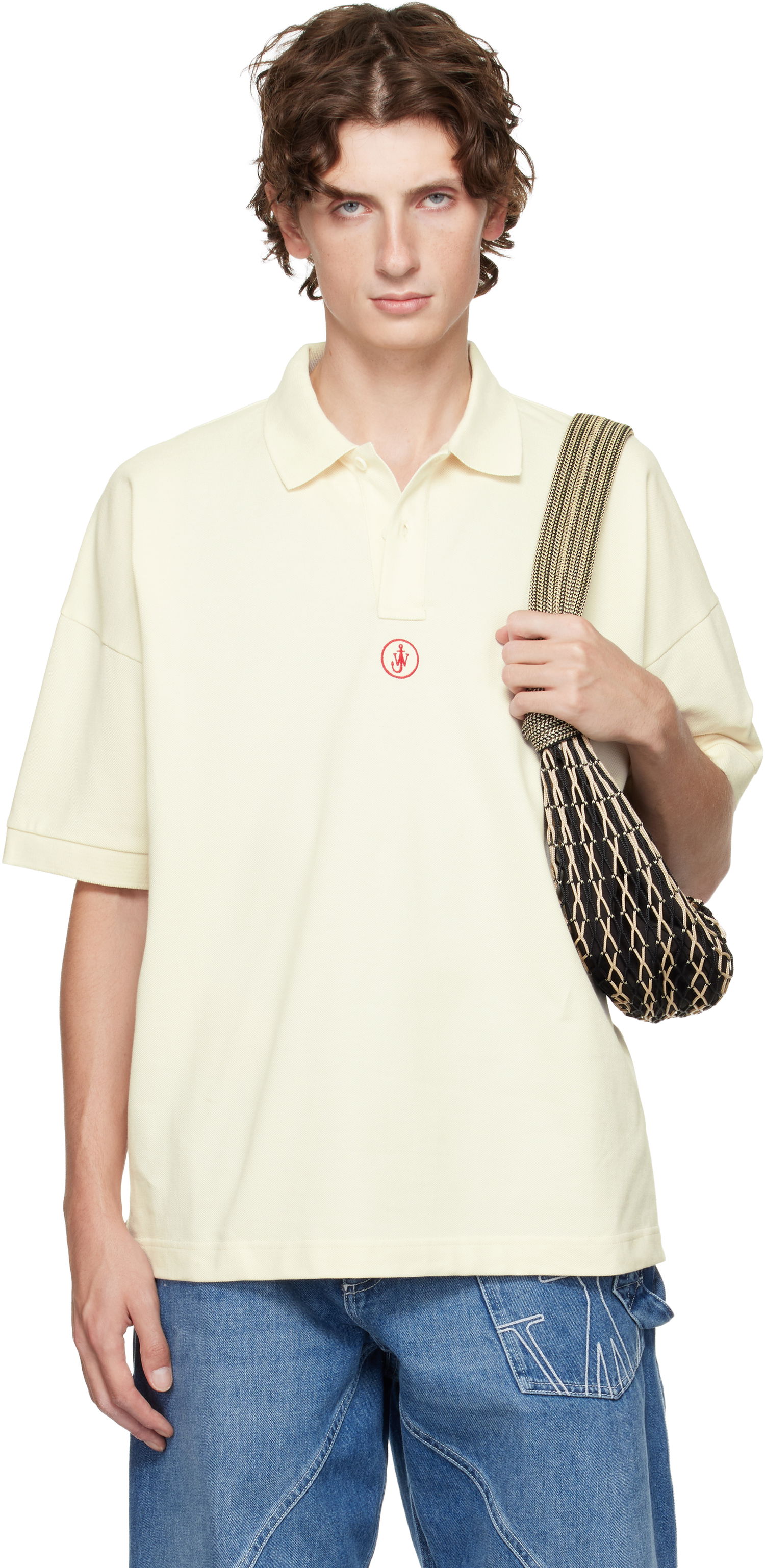 Polo skjorte JW Anderson JW Anderson Anchor Embroidery Polo Beige | JO0281-PG1479, 0