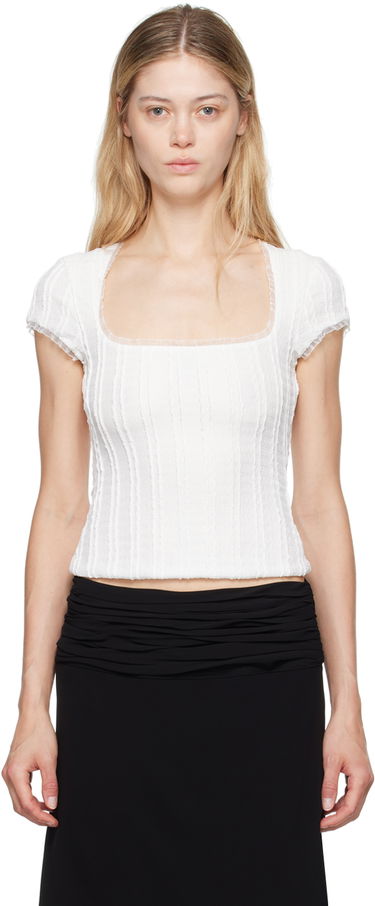 Crop top GUIZIO Guizio Zera Square Neck Textured Knit Top Hvid | P24107K064, 0
