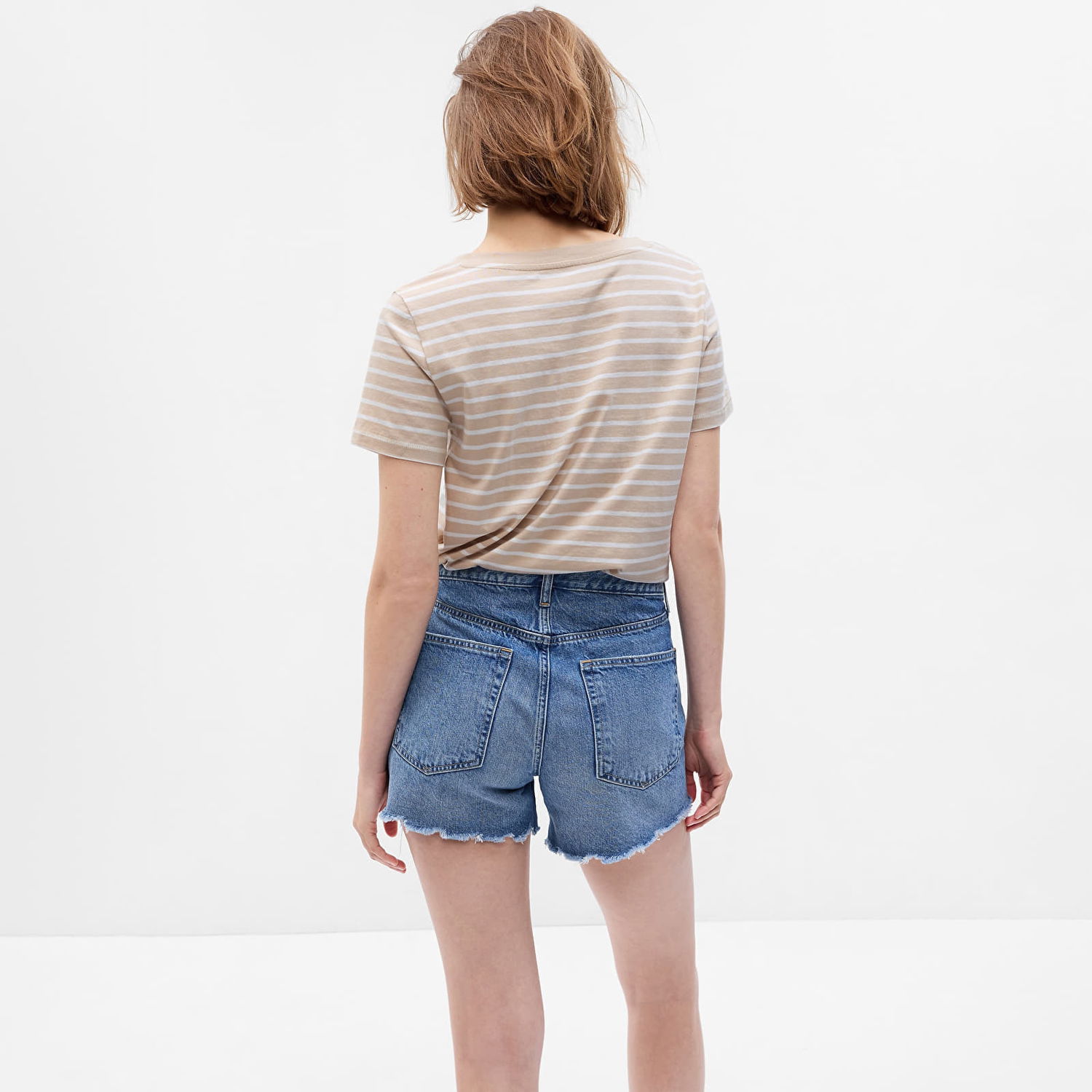 T-shirt GAP Basic V-Neck Tee Beige Stripe Beige | 740140-58, 1
