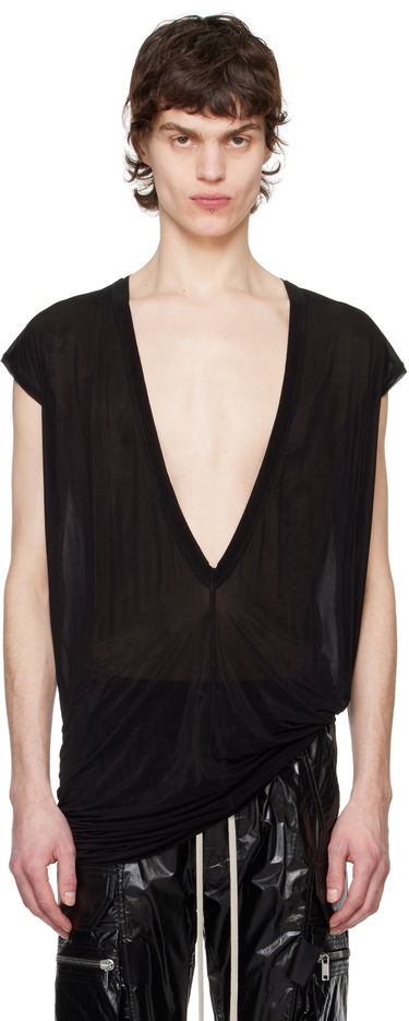 Tanktop Rick Owens Rick Owens Hollywood Dylan Deep V-Neck T-Shirt Sort | RU01E5157 BZ, 0