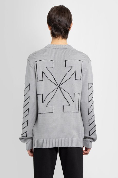 Sweater Off-White Diagonal Outline Crew Knit Grå | OMHE087C99KNI0010610, 0